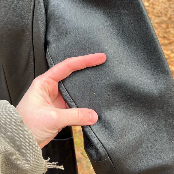 90s Massini Black Genuine Leather Single Button Blazer Jacket Size L - Picture 14 of 16